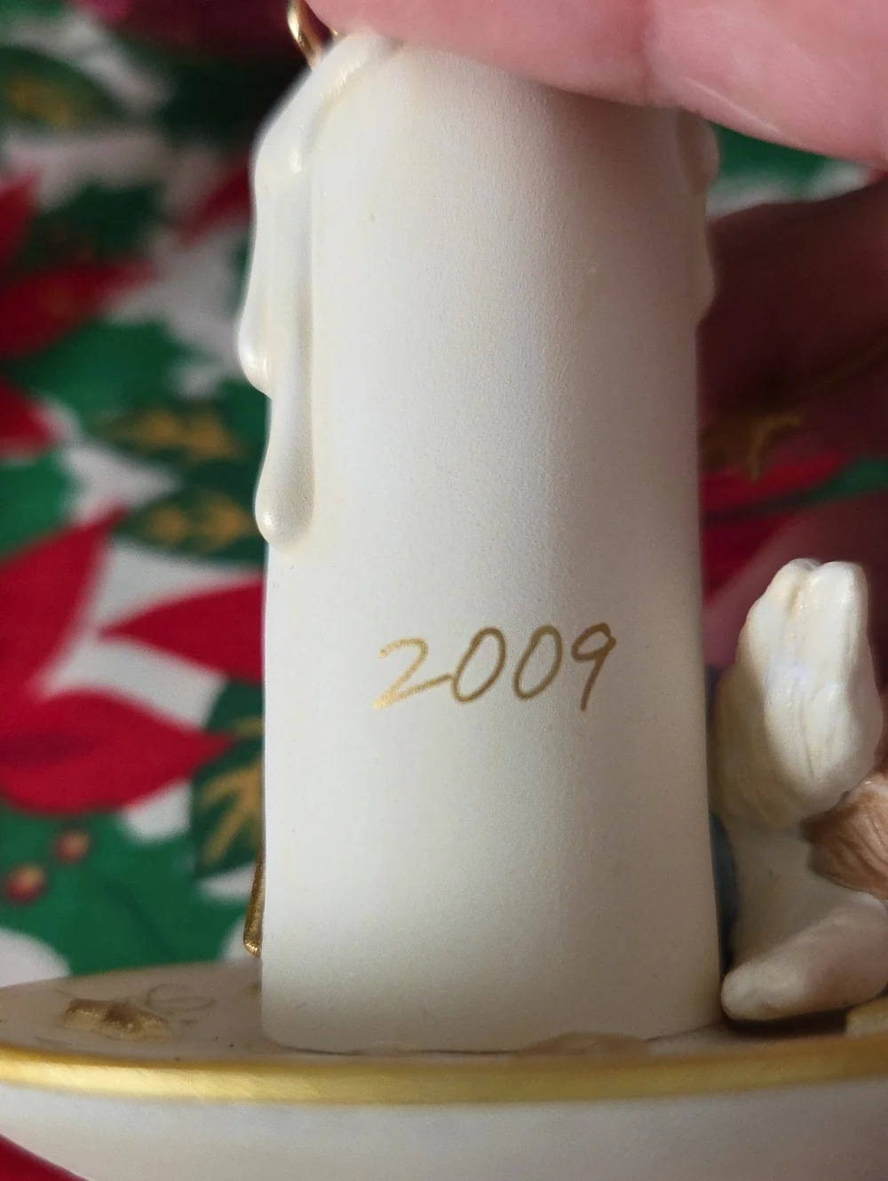*2009* Hallmark CANDLE OF PEACE Sleeping Baby Ornament in Light Blue and Gold